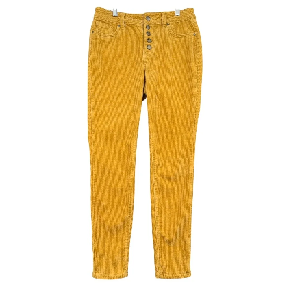 d.jeans Button Fly Corduroy Pants Womens 10‎ Cotton Spandex Mustard Yellow